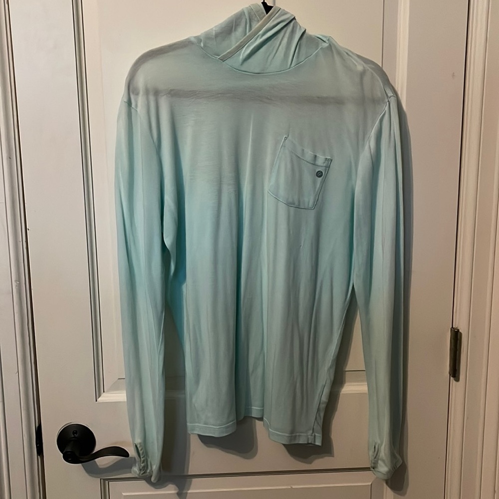 Men’s light blue free fly hoodie- ultra lightweight size Large